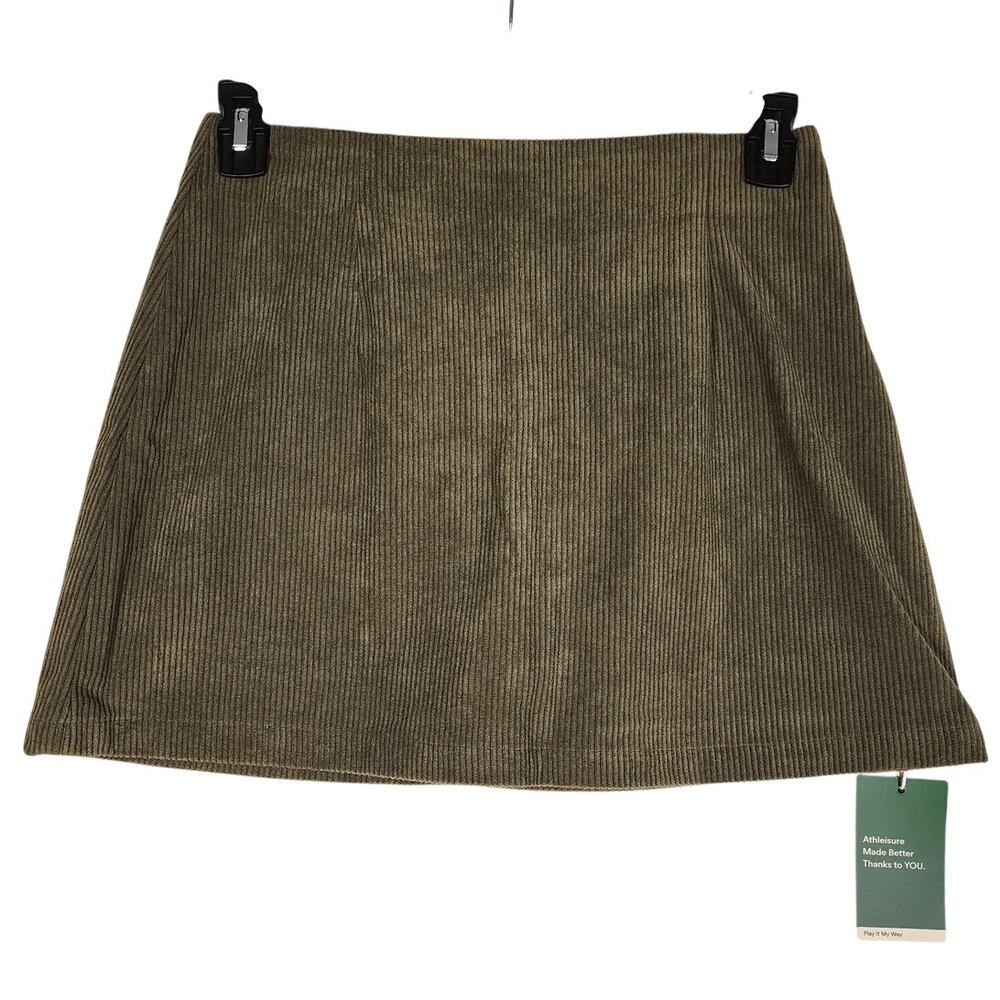 Halara High Waisted 2-in-1 A Line Mini Corduroy Casual Skirt Medium Bamboo Green